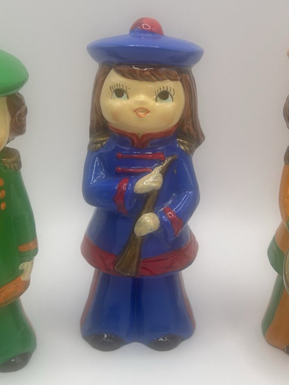 3 Mid Century Paper Mache Plaster Band Figurines Marching Christmas Japan Vntg - Picture 3 of 16